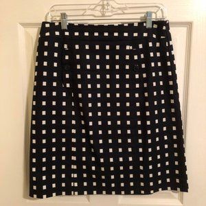 Ann Taylor navy & white block pattern skirt EUC